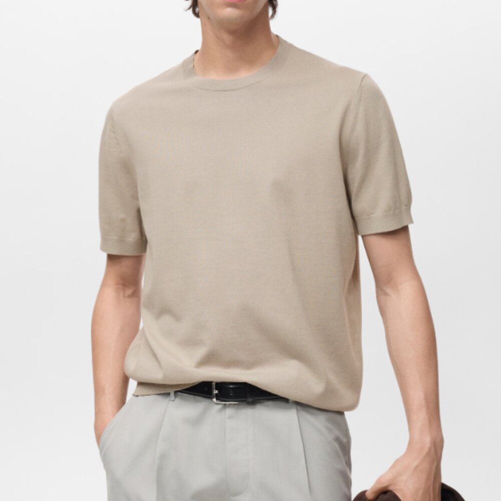 Mango Mens Cotton fine-knit t-shirt